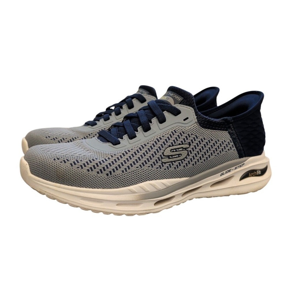 Skechers Arch Fit Glide-Step Slip On Men's Shoes Size 10, Grey Navy EUC